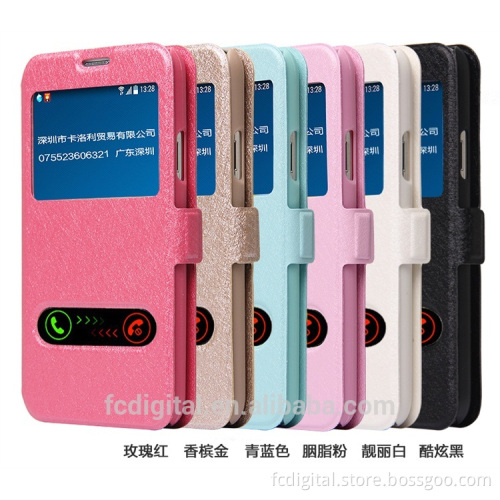 QWD factory price premium touch screen rotating view window color leather flip phone case for samsung S5